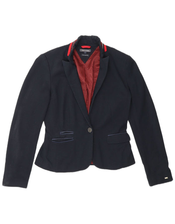 Giacca blazer a 1 bottone da donna Tommy Hilfiger US 4 Small in viscosa blu navy