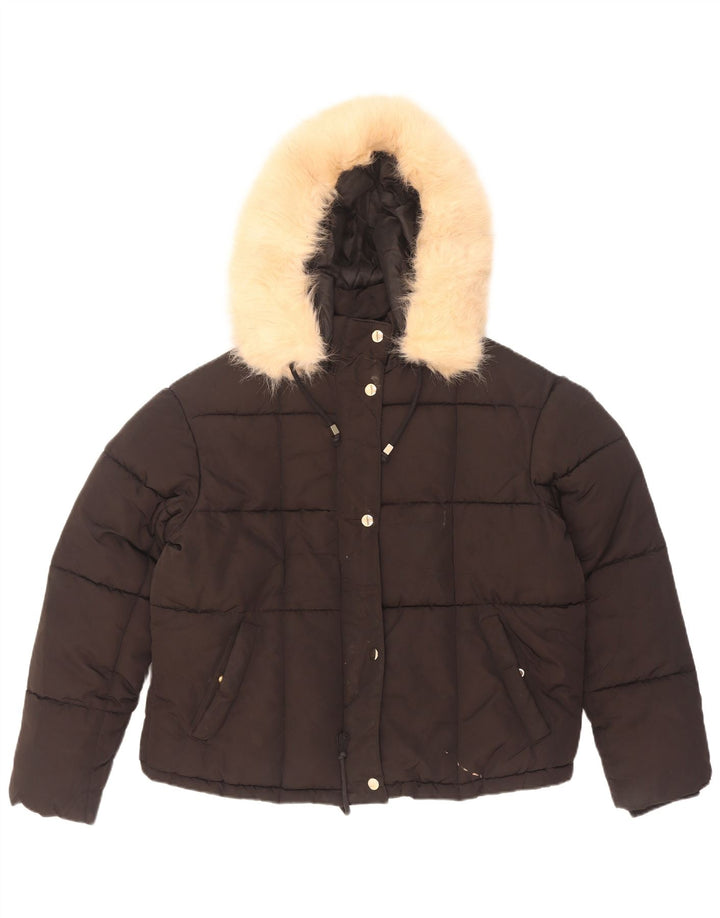 Giacca imbottita oversize con cappuccio da donna Topshop UK 8 piccola poliestere nero