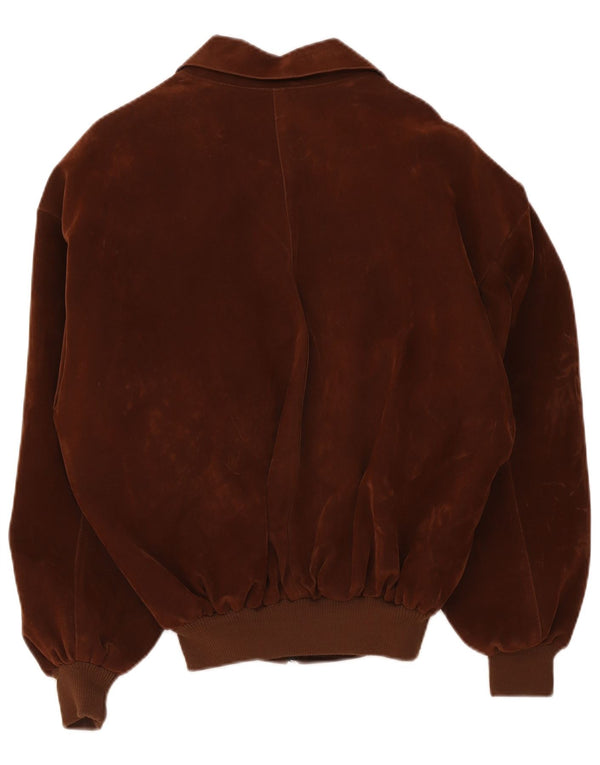 Giubbotto bomber in pelle scamosciata vintage da uomo UK 40 grande marrone