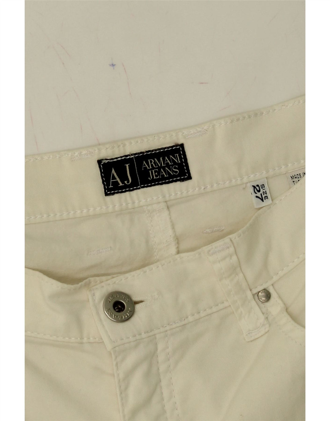 ARMANI Womens Straight Casual Trousers W27 L34 Off White Vintage Armani and Second-Hand Armani from Messina Hembry 