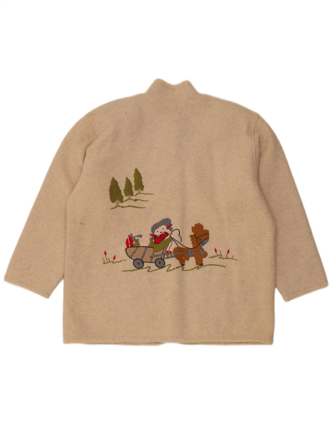 Giacca blazer a 5 bottoni con grafica da donna VINTAGE UK 14 grande beige