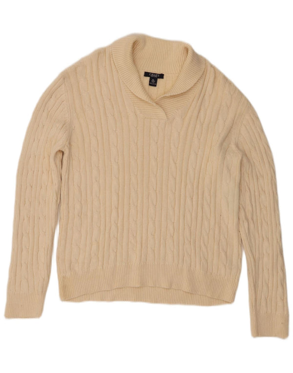 Maglione maglione collo alto da donna Chaps UK 18 XL Cotone beige