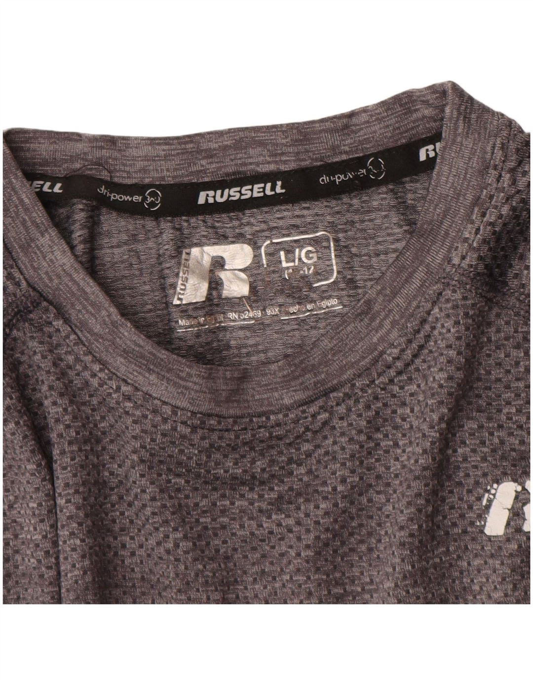 Maglietta da ragazzo Russell Athletic Top 11-12 anni Large in nylon grigio
