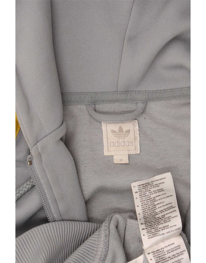Maglione con cappuccio e zip da donna Adidas UK 12 Poliestere grigio medio