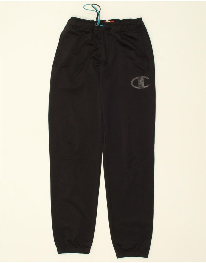 CHAMPION Boys Tracksuit Trousers Joggers 9-10 Years Medium Black Polyester Vintage Champion and Second-Hand Champion from Messina Hembry 
