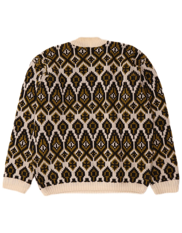 Maglione da donna vintage con collo dolcevita, medio, bianco sporco, Fair Isle