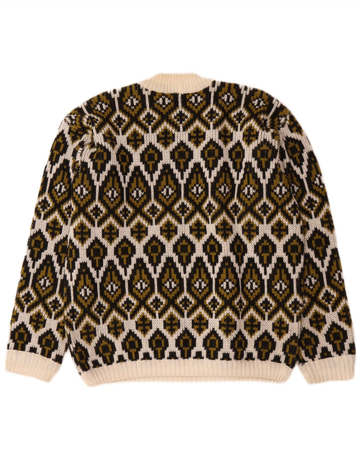 Maglione da donna vintage con collo dolcevita, medio, bianco sporco, Fair Isle