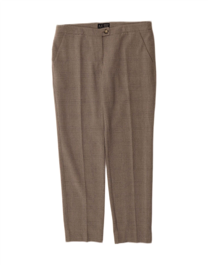 Pantaloni da abito dritti da donna Armani EU 40 medio W30 L27 grigio a quadri