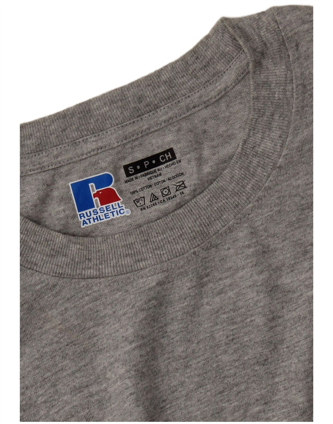 RUSSELL ATHLETIC Top da uomo a maniche lunghe in cotone chiazzato grigio piccolo