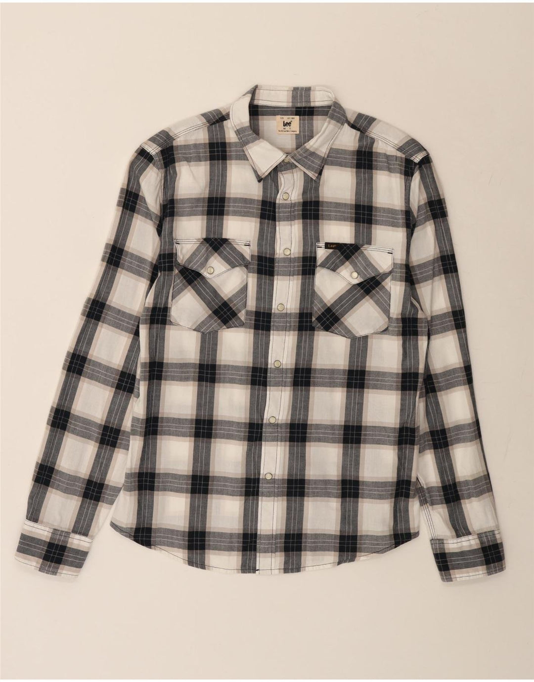 Camicia da uomo LEE in cotone a quadri neri grandi