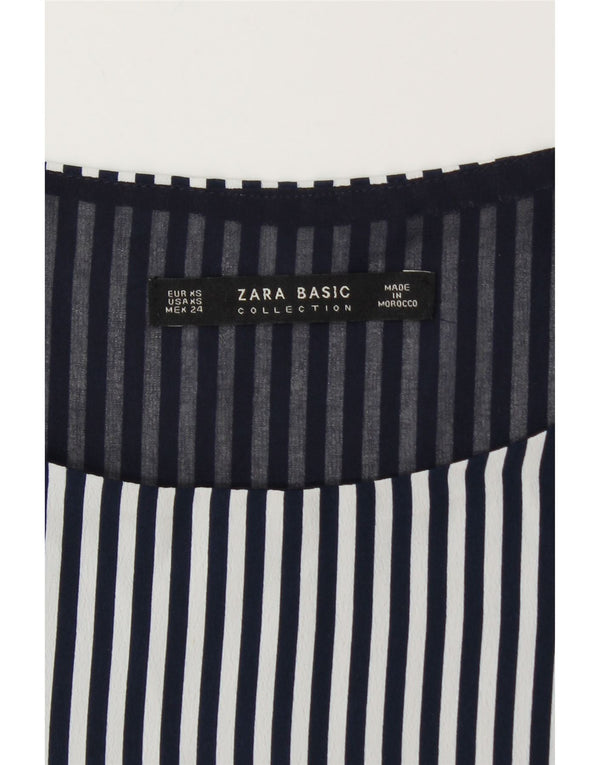 Camicetta senza maniche da donna Zara UK 6 XS blu navy gessato