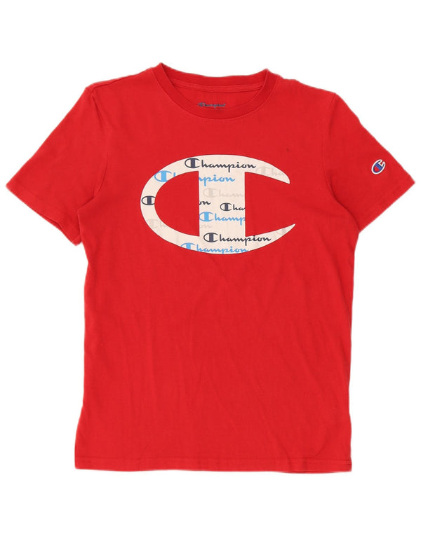 T-shirt grafica Champion da bambino 13-14 anni XL in cotone rosso