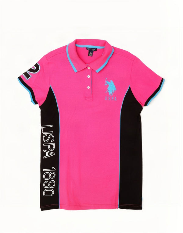 Polo Assn. Camicia grafica da donna UK 14 Large Pink Colourblock
