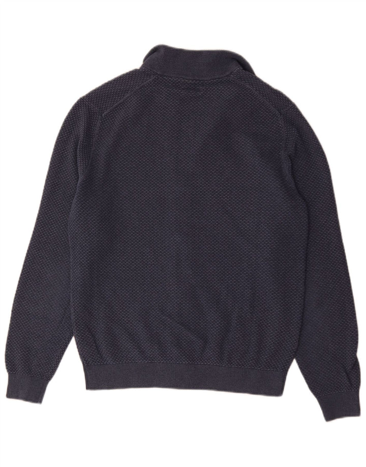 Massimo Dutti Maglione cardigan con zip intera da uomo piccolo in cotone blu navy