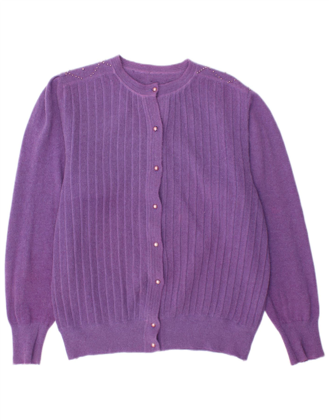 Maglione cardigan da donna VINTAGE UK 14 viola medio
