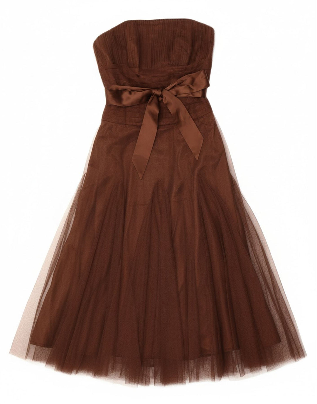 MONSOON Womens Strapless Dress UK 8 Small  Brown Polyester