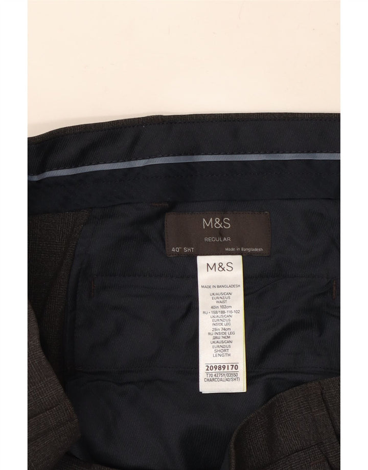 MARKS & SPENCER Pantaloni chino vestibilità regolare da uomo W40 L28 Poliestere grigio