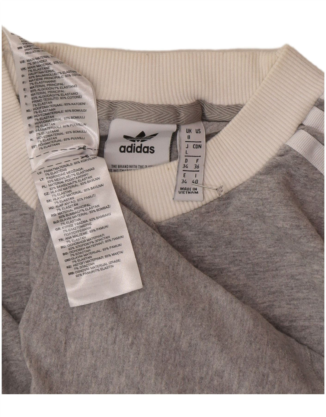 Top Adidas da donna a manica lunga UK 8 Small in cotone grigio