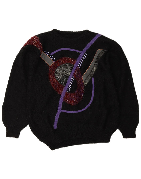 Maglione maglione girocollo con grafica da donna C&A UK 18 XL acrilico nero