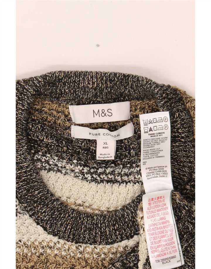 Maglione maglione girocollo da uomo Marks & Spencer XL a righe multicolore