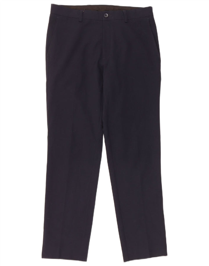 Pantaloni da abito skinny Marks & Spencer da uomo W30 L29 poliestere blu navy
