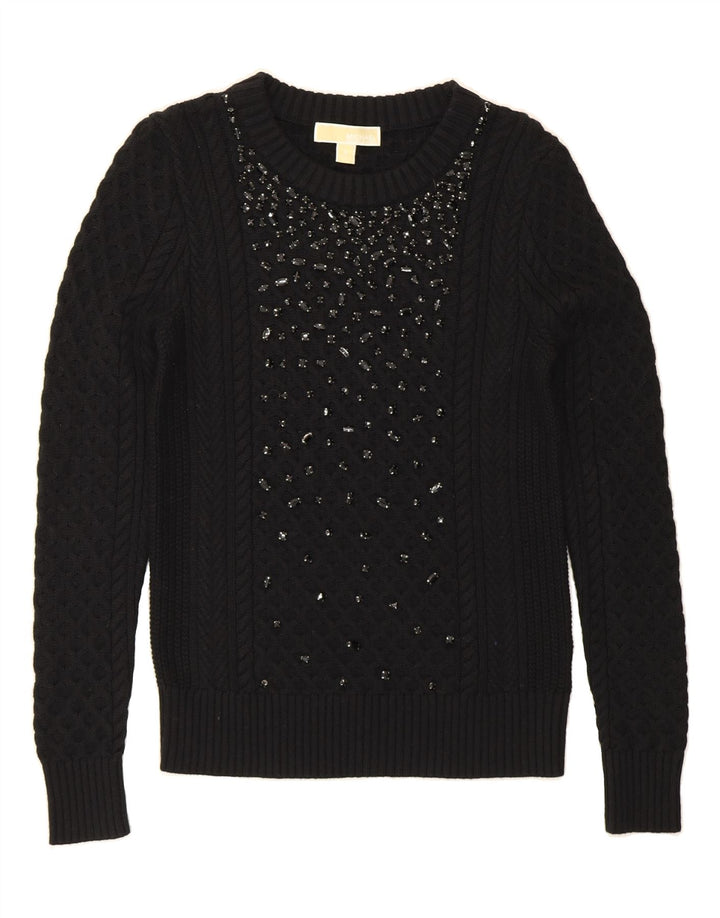 MICHAEL KORS Womens Boat Neck Jumper Sweater UK 10 Small Black Vintage Michael Kors and Second-Hand Michael Kors from Messina Hembry 