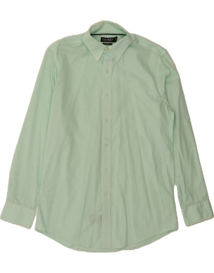 RALPH LAUREN Mens Slim Shirt Size 16 Large Green Check Cotton Vintage Ralph Lauren and Second-Hand Ralph Lauren from Messina Hembry 