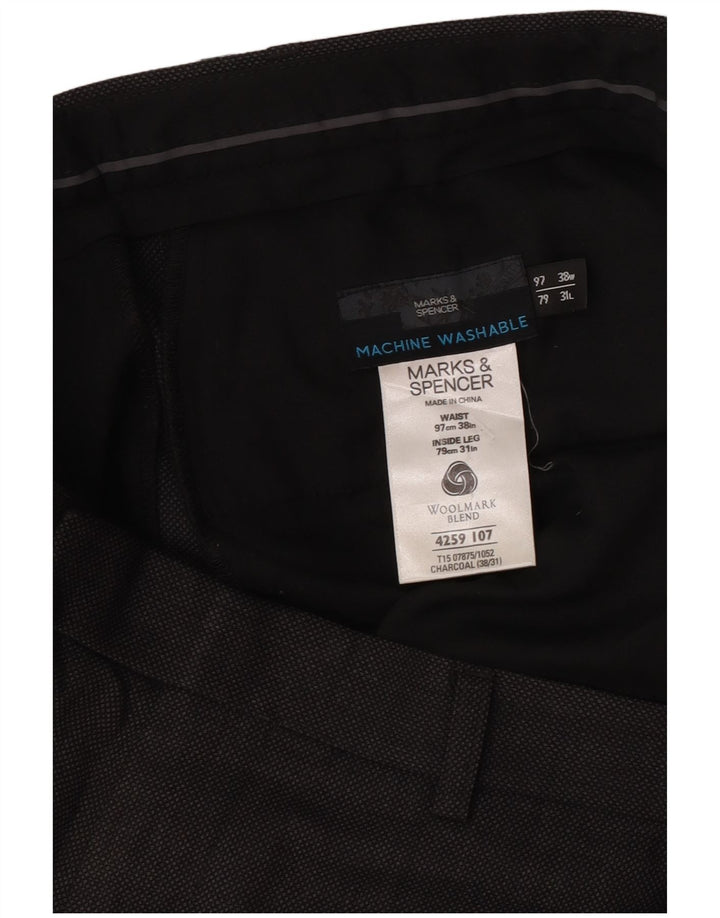 Pantaloni da abito affusolati da uomo Marks & Spencer W38 L31 poliestere grigio