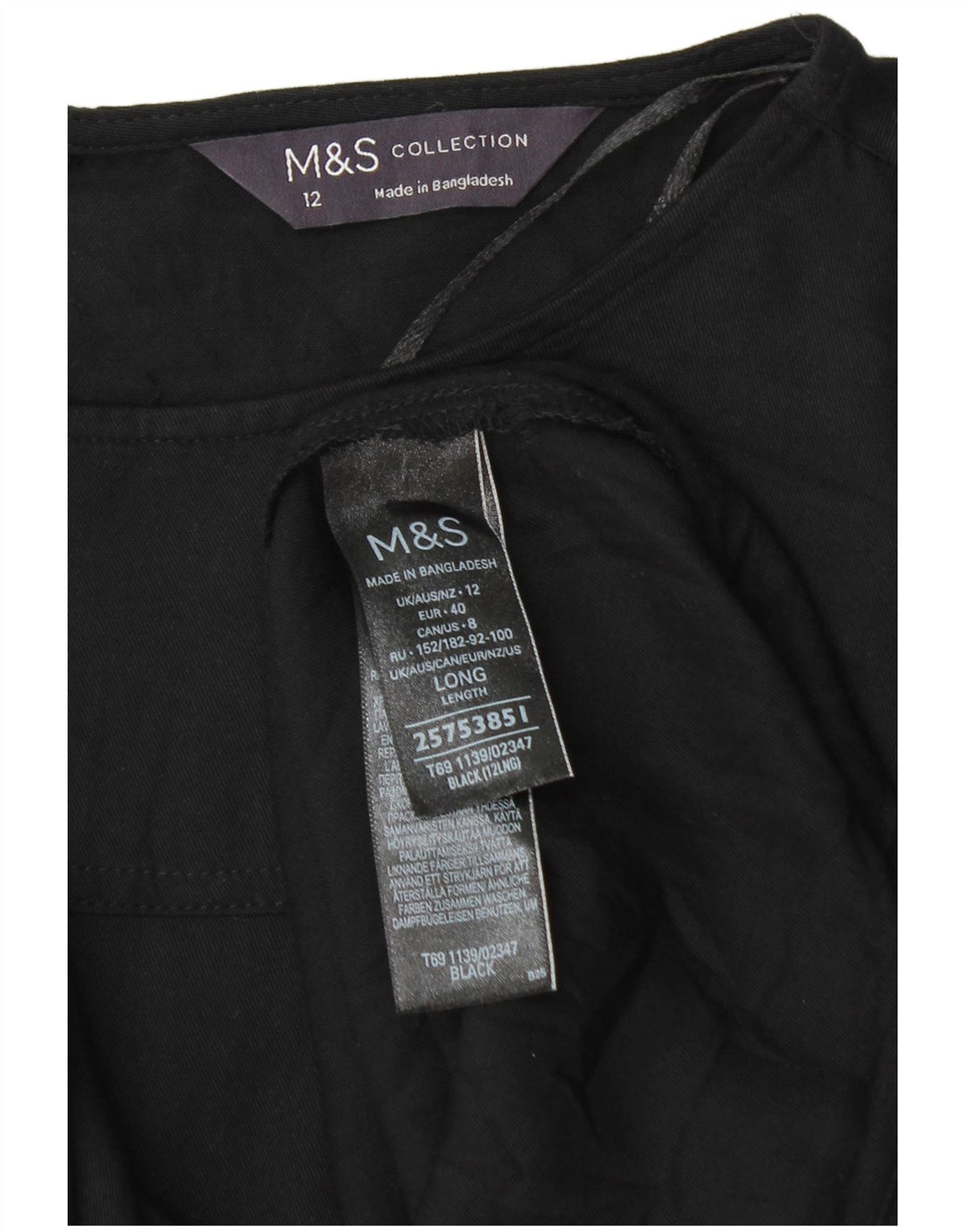 Abito a trapezio con maniche a 3/4 da donna Marks & Spencer UK 12 viscosa nera media