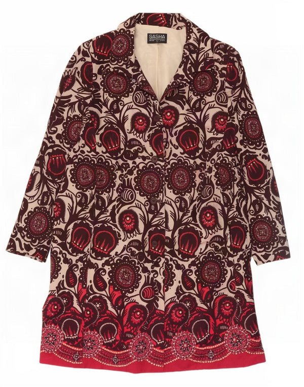 Abito camicia da donna Sasha UK 14 Cotone Paisley bordeaux medio