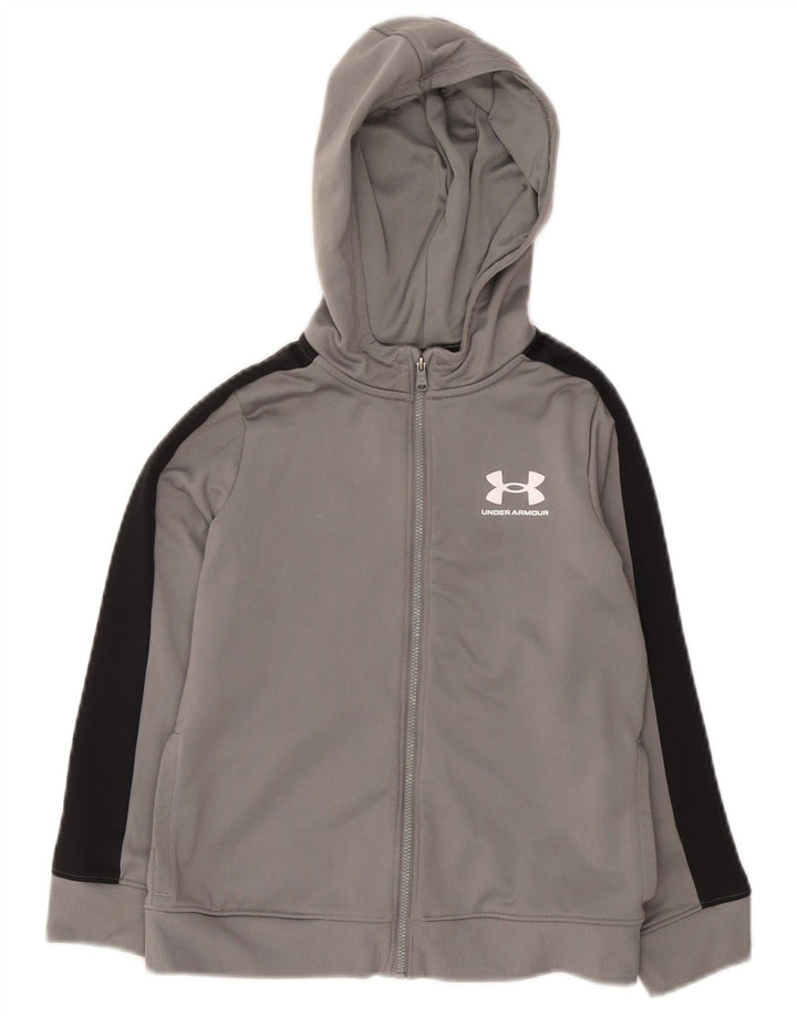 Felpa con cappuccio e zip per ragazzi Under Armour 7-8 anni Small Grey Colourblock