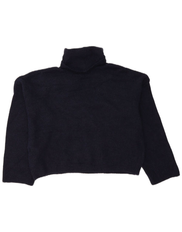 Maglione maglione oversize con collo alto da donna Zara UK 10 piccolo blu navy