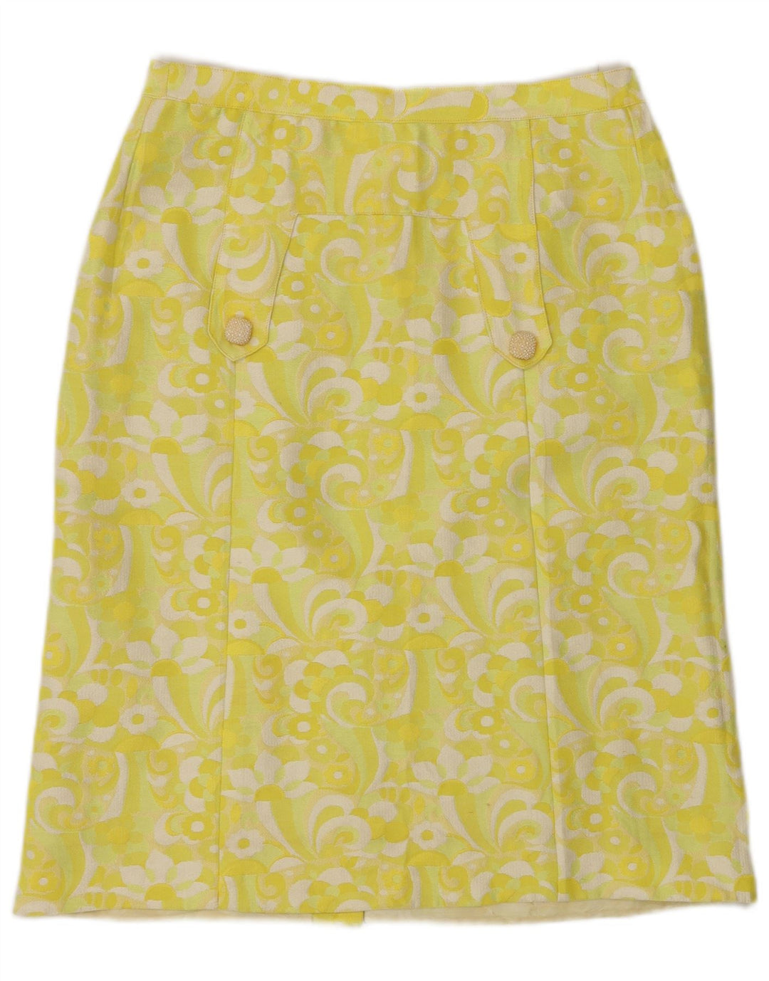 Gonna dritta da donna vintage W30 floreale giallo medio