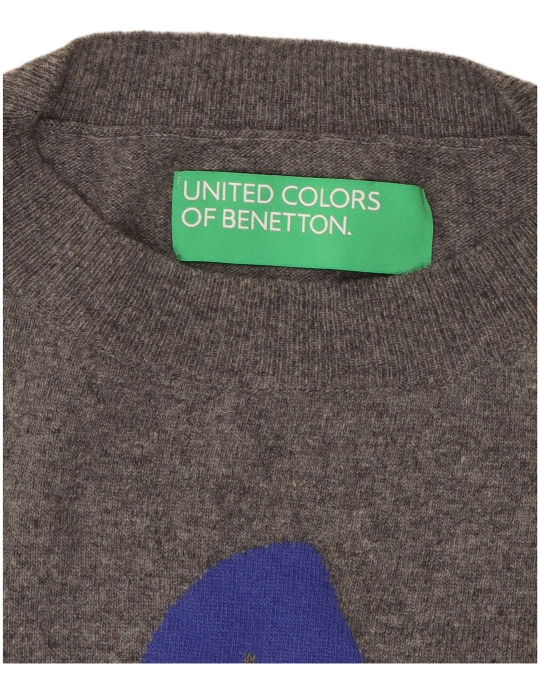 BENETTON Maglione da uomo girocollo con grafica grigio medio floreale