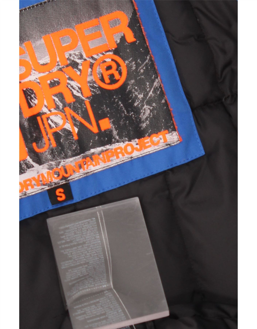 Cappotto imbottito con cappuccio grafico da uomo SUPERDRY UK 36 piccolo nylon blu