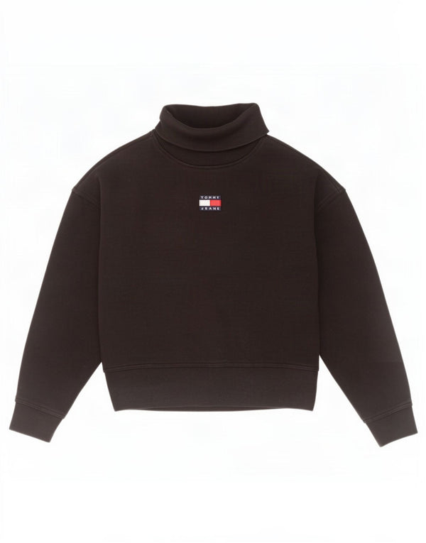 Tommy Hilfiger Donna Dolcevita Felpa Maglione UK 10 Piccolo Cotone Nero