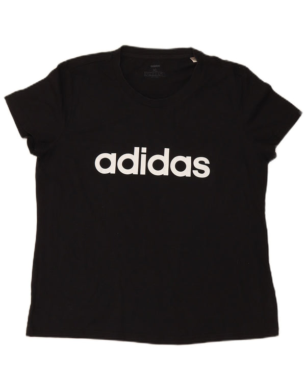 T-shirt grafica da donna ADIDAS Top UK 20/22 XL cotone nero