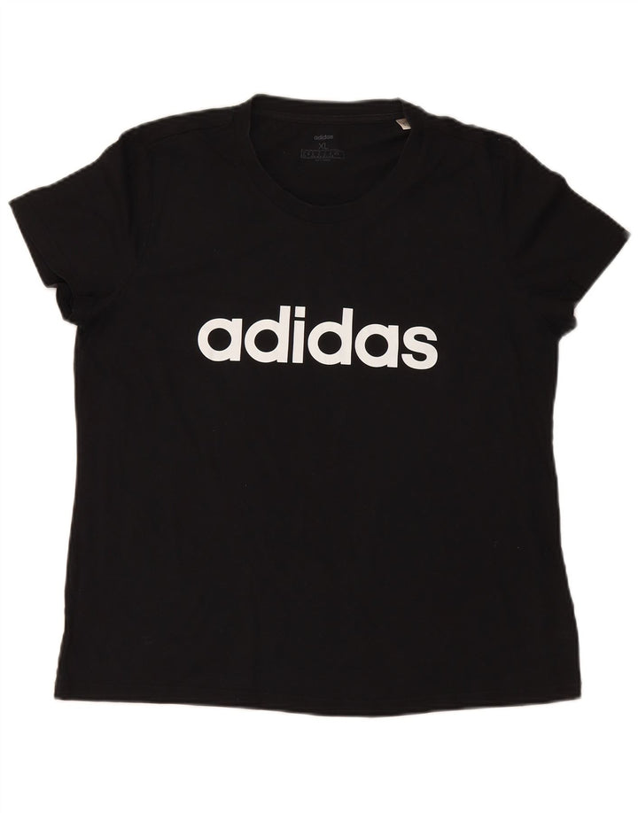 T-shirt grafica da donna ADIDAS Top UK 20/22 XL cotone nero