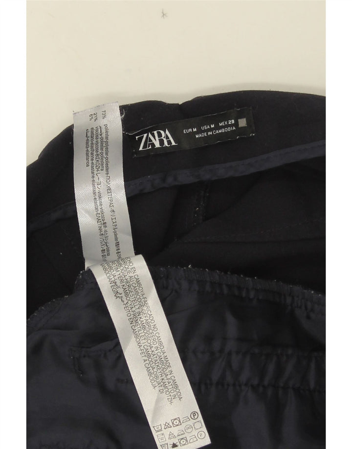 Pantaloni corti affusolati da donna Zara medi W28 L25 poliestere blu navy