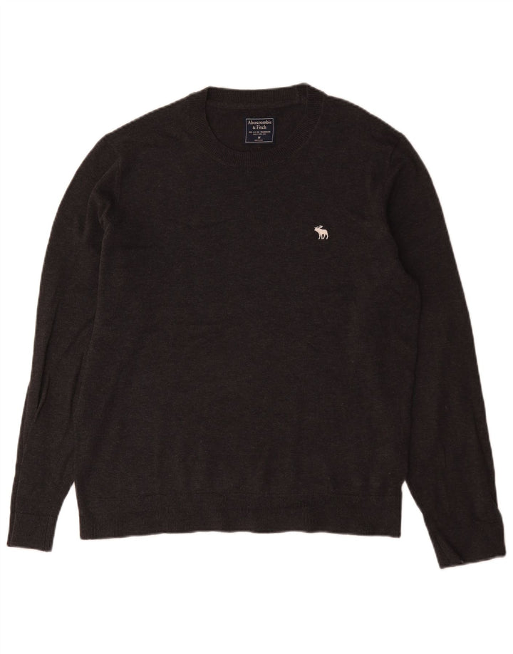 Maglione maglione girocollo da uomo Abercrombie & Fitch in cotone grigio medio