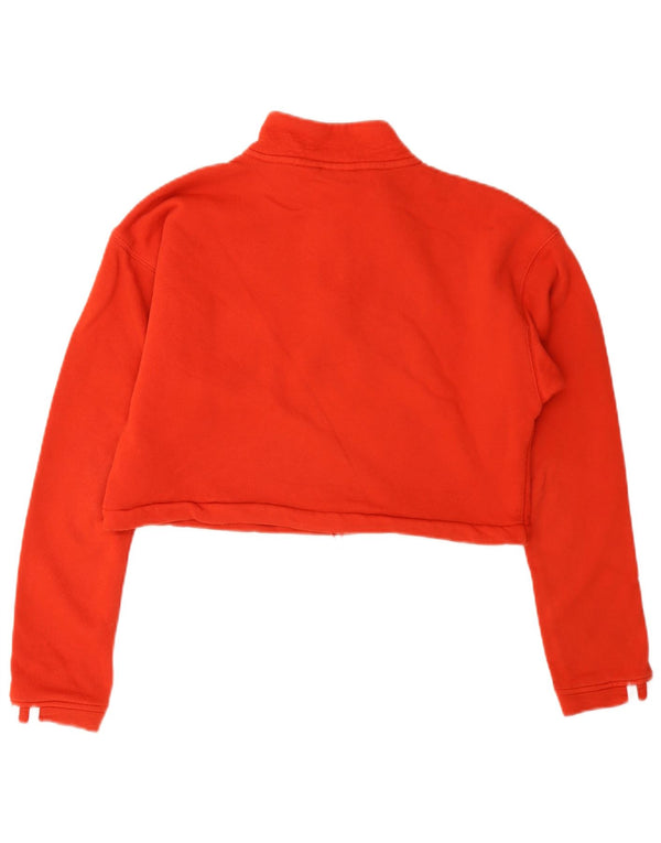 Felpa da donna Adidas con collo corto e zip, maglione UK 8, piccola, cotone rosso