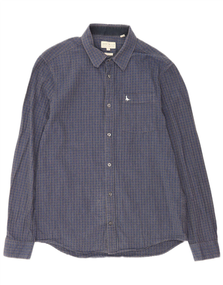 Camicia slim fit da uomo Jack Wills in cotone a quadretti blu medio