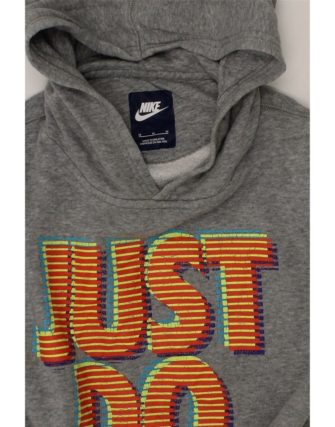 NIKE Boys Graphic Hoodie Jumper 10-11 Years Medium Grey Cotton Vintage Nike and Second-Hand Nike from Messina Hembry 