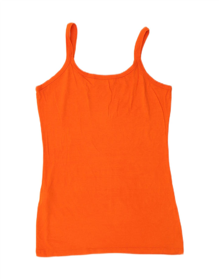 Canottiera vintage da donna UK 14 grande in viscosa arancione