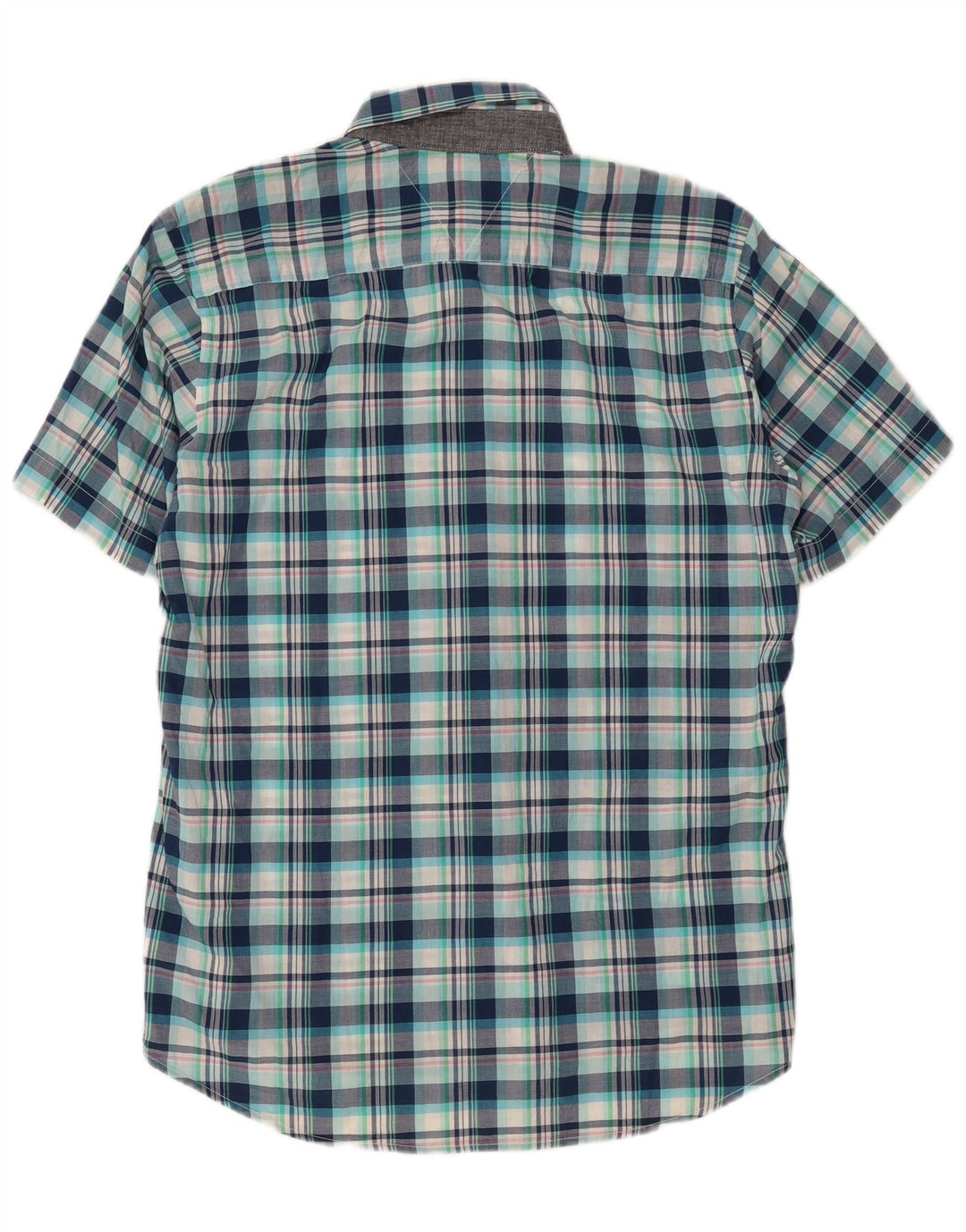 TOMMY HILFIGER Mens Short Sleeve Shirt Medium Blue Check Cotton