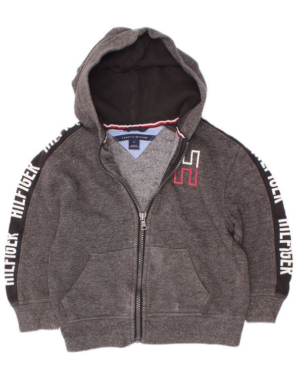 Maglione con cappuccio e zip grafica per ragazzi Tommy Hilfiger 2-3 anni Colorblock grigio