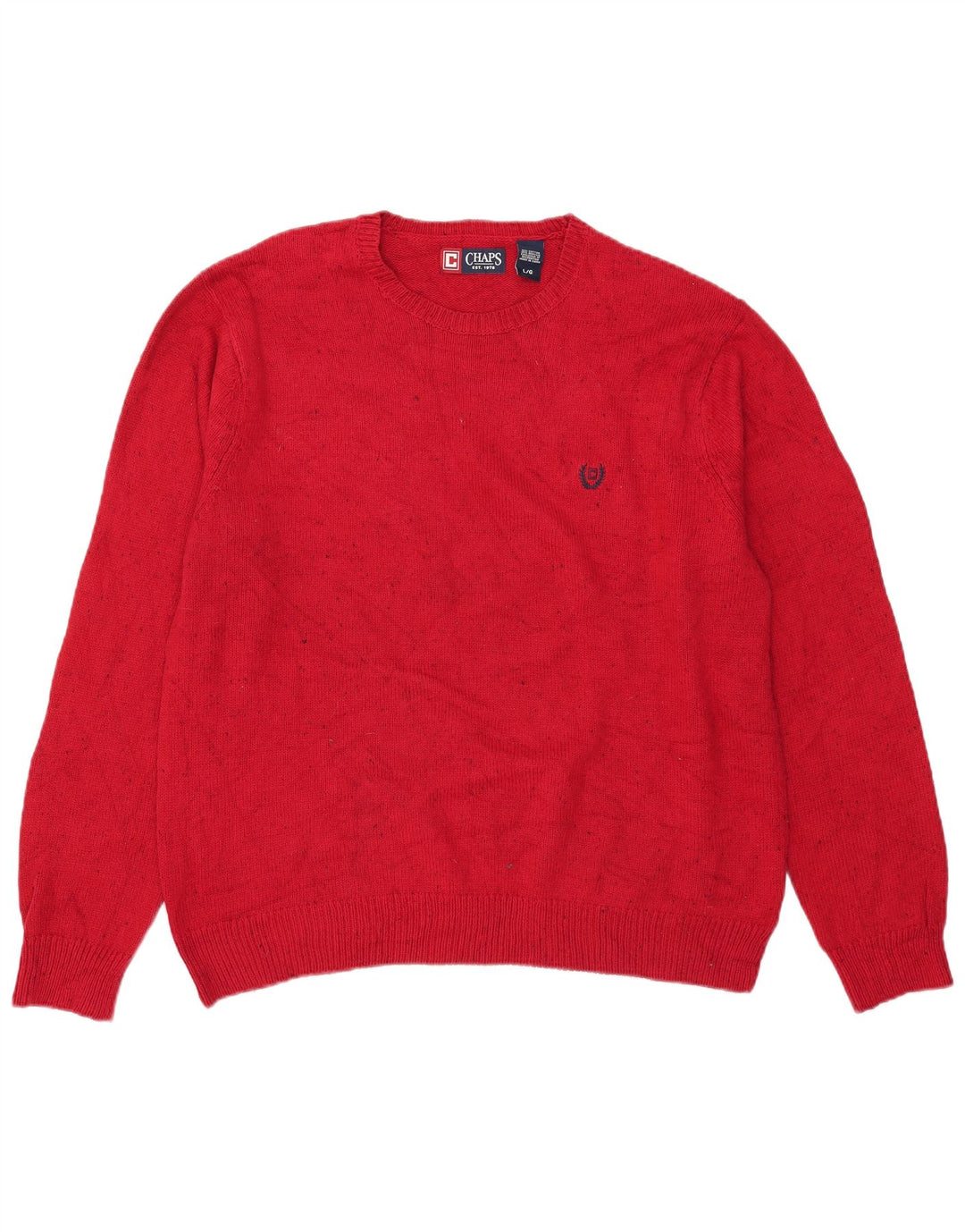 Maglione maglione girocollo da uomo Chaps grande cotone chiazzato rosso