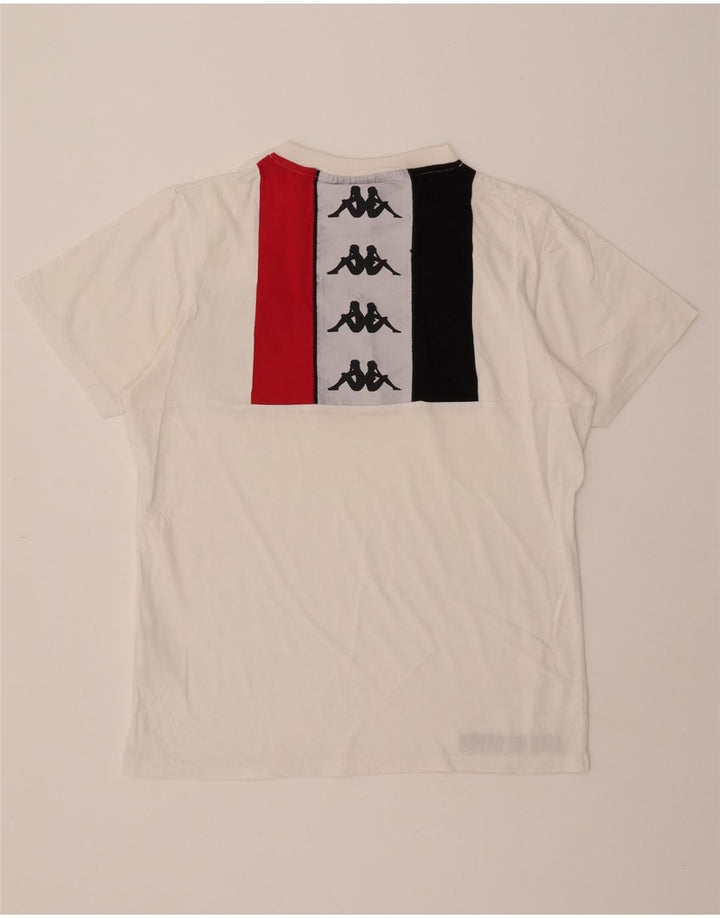 KAPPA Mens Graphic T-Shirt Top Medium White Colourblock Cotton Vintage Kappa and Second-Hand Kappa from Messina Hembry 