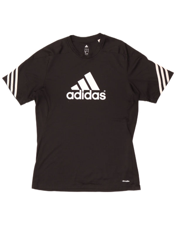 Maglietta grafica Adidas Climalite da uomo, media, nera