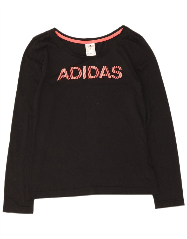 Top grafico da donna Adidas manica lunga UK 8/10 piccolo nero